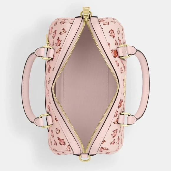 Coach Rowan Satchel Blush Rose Print and Your Choice Bag Charm + Duster NWT - Picture 4 of 15